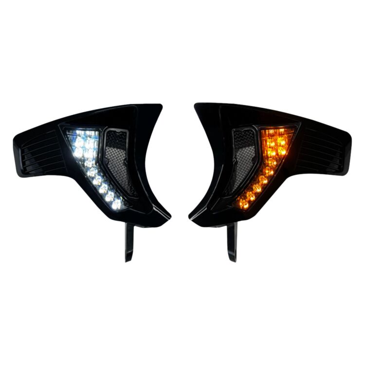 Road Glide Front Turn Signal Vent Upgrades for 2024-Up Shark Demon® LED Headlight Kit - White-Amber