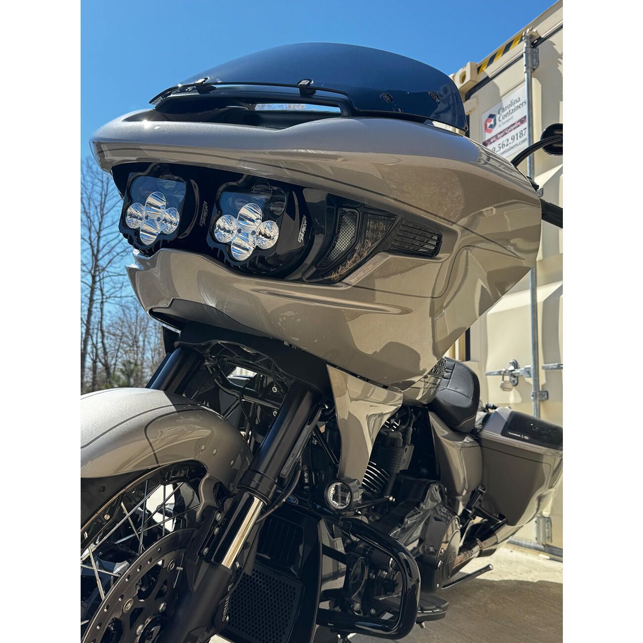 Road Glide Front Turn Signal Vent Upgrades for 2024-Up Shark Demon® LED Headlight Kit - White-Amber installed on a 2024 CVO Road Glide