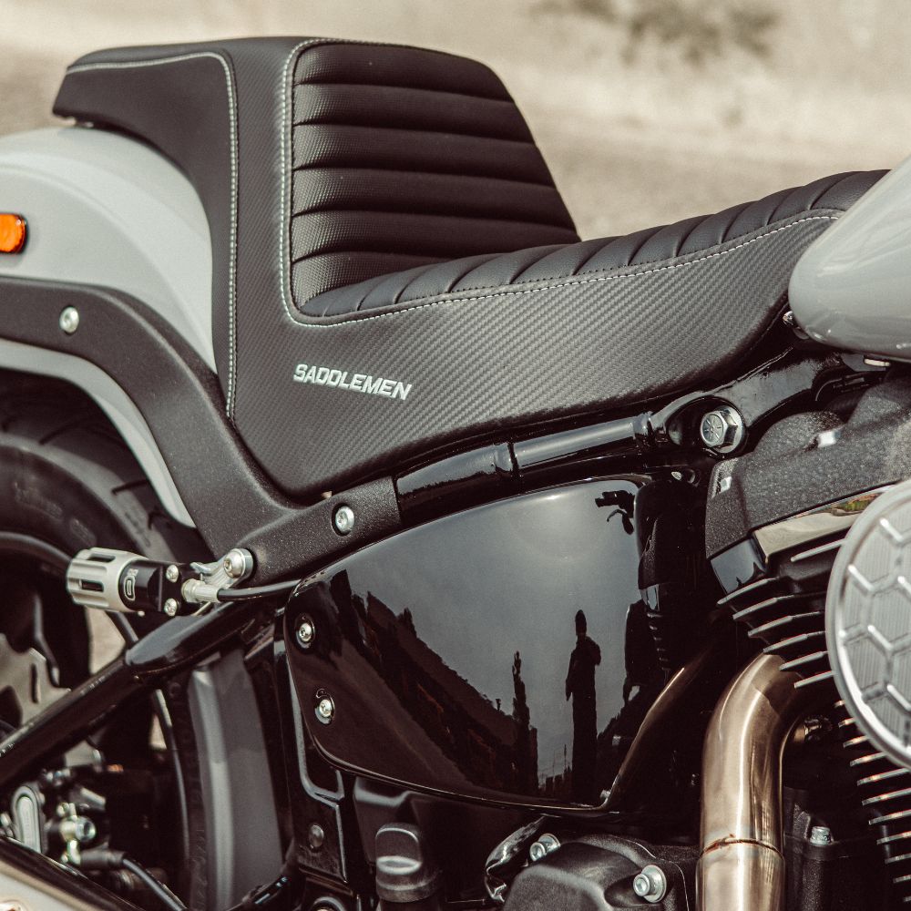 Saddlemen Custom Step Up Seat for M8 Softail installed on a 2025 Low Rider S FXLRS