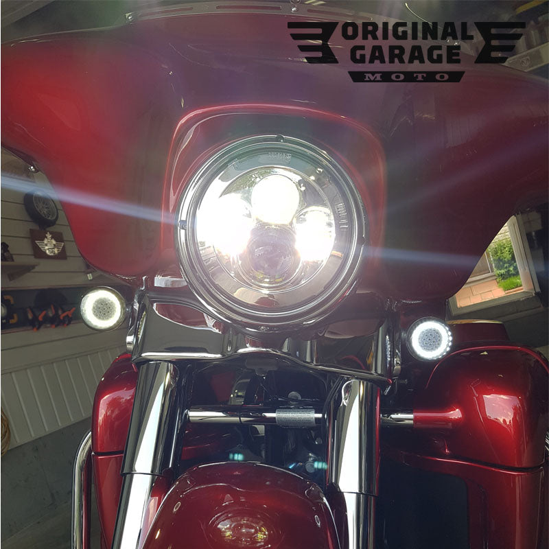 7 LED Hauptscheinwerfer Schwarz mit E-Kennzeichnung. ORZ-JW-4048700EUFDB /  Scheinwerfer / Multi-fit / Teile & Zubehör / - House-of-Flames  Harley-Davidson